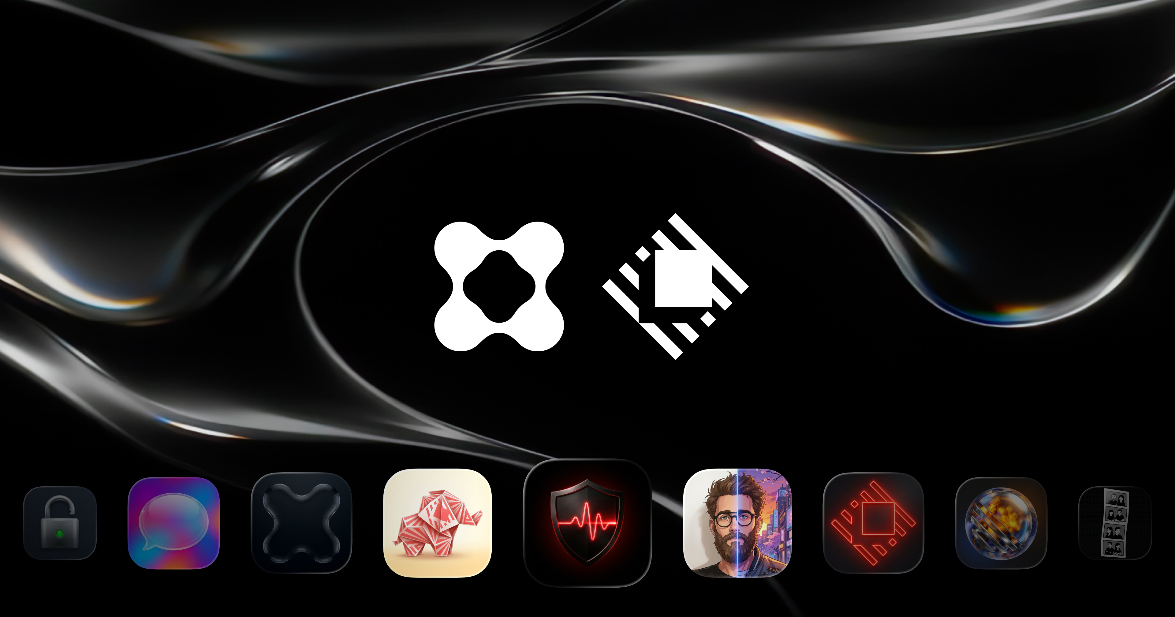 Raycast and Glaze app icons on a dark abstract background