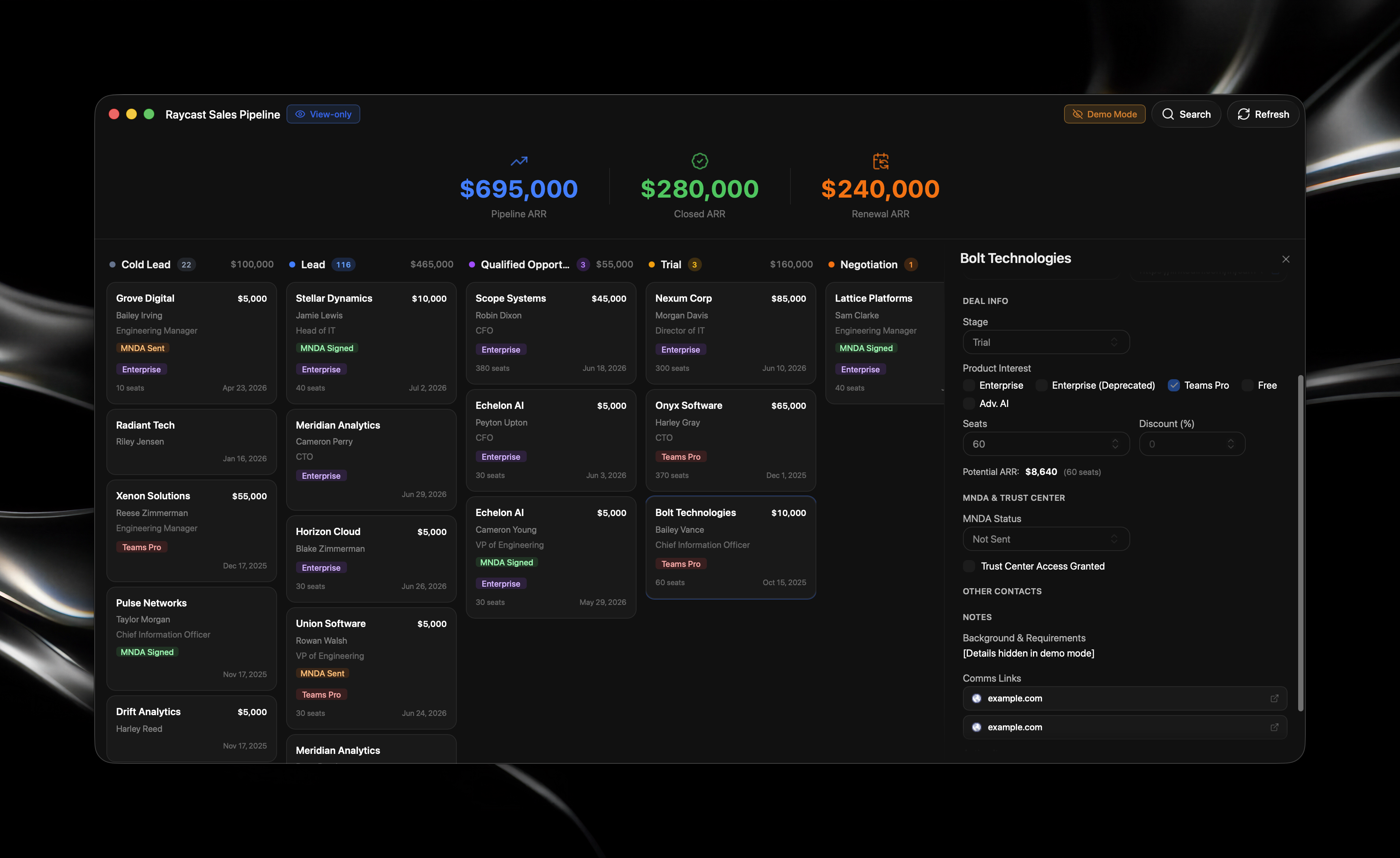 Our CRM, built on top of Notion