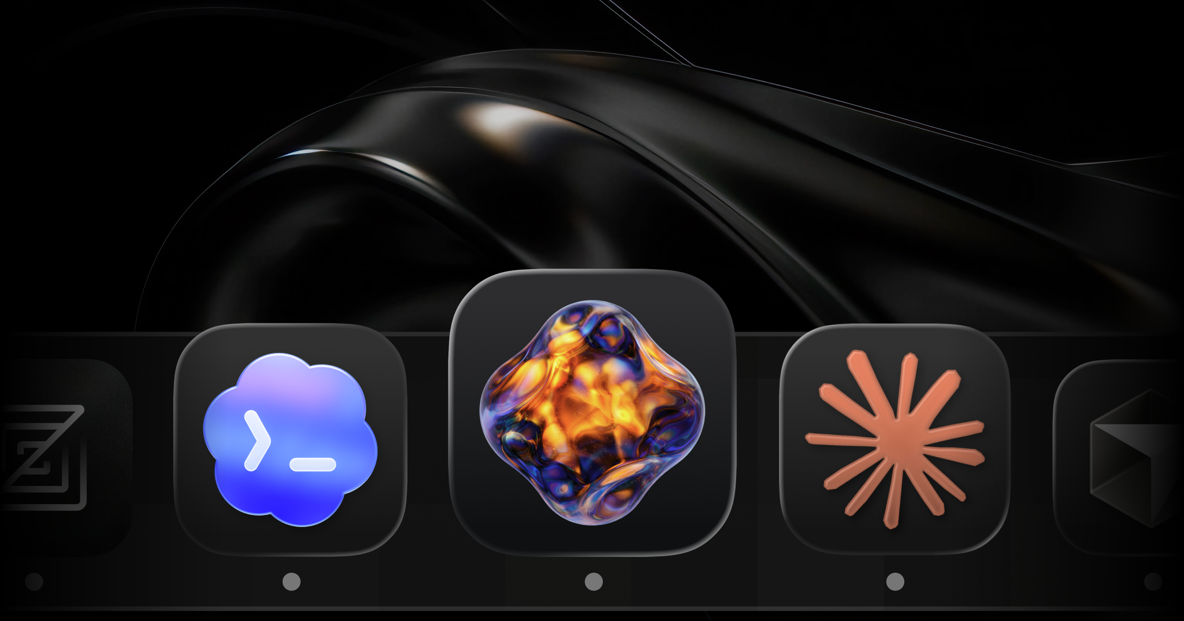 Glaze, Claude Code, and Codex app icons arranged on a dark background